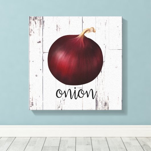 RED ONION Wit Hout Rustieke Boerderij Keuken Kunst Canvas Afdruk (Insitu (Houten vloer))