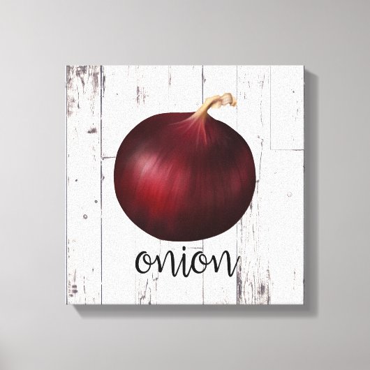 RED ONION Wit Hout Rustieke Boerderij Keuken Kunst Canvas Afdruk (Voorkant)