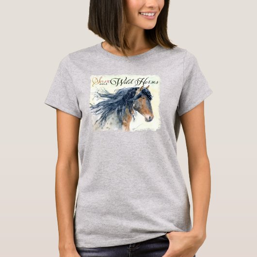Red ons T-shirt voor vrouwen van wilde paarden (Voorkant)