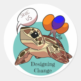 "Red ons" Zee schildpad Ronde Sticker
