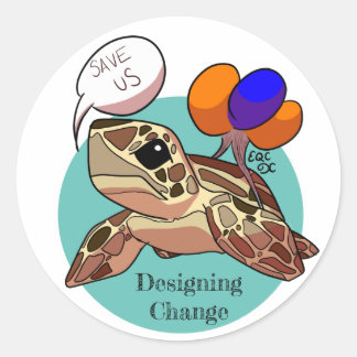 "Red ons" Zee schildpad Ronde Sticker