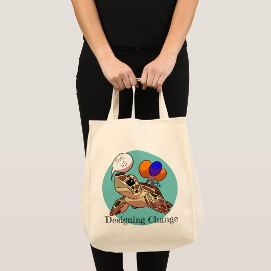 "Red ons" Zee Turtle Tote Bag (Voorkant (product))