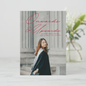 Red Onwards en Upwards 2 Foto Afstuderen Aankondiging (Staand voorkant)