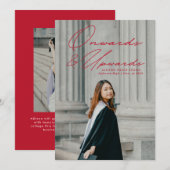 Red Onwards en Upwards 2 Foto Afstuderen Aankondiging (Voorkant / Achterkant)