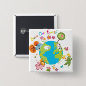 Red onze aardbadge vierkante button 5,1 cm (Voorkant /achterkant)