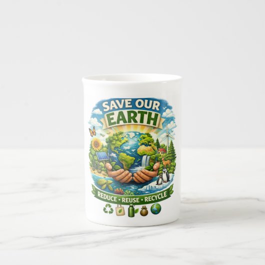 Red onze aarde milieuvriendelijk ontwerp mok (Voorkant)