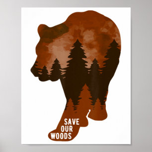 Red onze Bossen Environmental Protection Beer Griz Poster