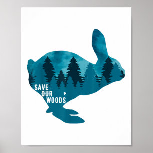 Red onze Bossen Environmental Protection Rabbit Na Poster