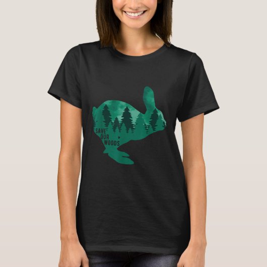 Red onze Bossen Environmental Protection Rabbit Na T-shirt (Voorkant)