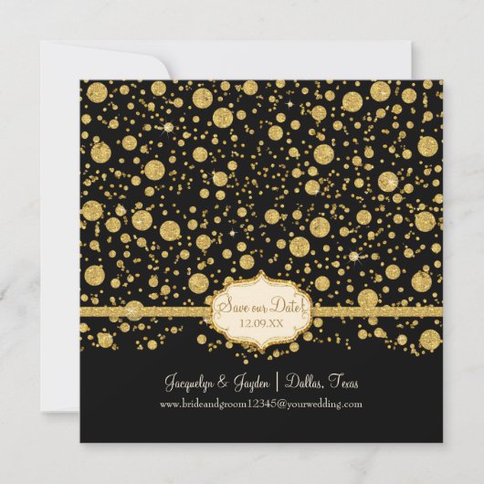 Red onze datum Gold Leaf Glitter Confetti Polka Do Save The Date (Voorkant)