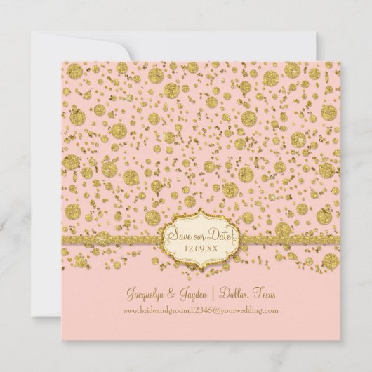 Red onze datum Gold Leaf Glitter Confetti Polka Do Save The Date (Voorkant)