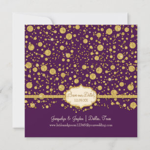 Red onze datum Gold Leaf Glitter Confetti Polka Do Save The Date