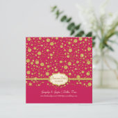 Red onze datum Gold Leaf Glitter Confetti Polka Do Save The Date (Staand voorkant)