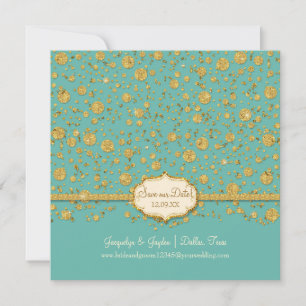 Red onze datum Gold Leaf Glitter Confetti Polka Do Save The Date