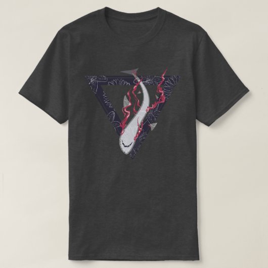 Red onze haaien SOS florale driehoek T-shirt (Design voorkant)