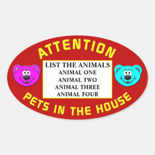 RED ONZE HUISDIEREN OVALE STICKER