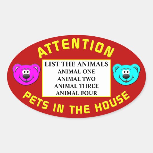 RED ONZE HUISDIEREN OVALE STICKER (Voorkant)