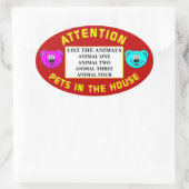 RED ONZE HUISDIEREN OVALE STICKER (Tas)