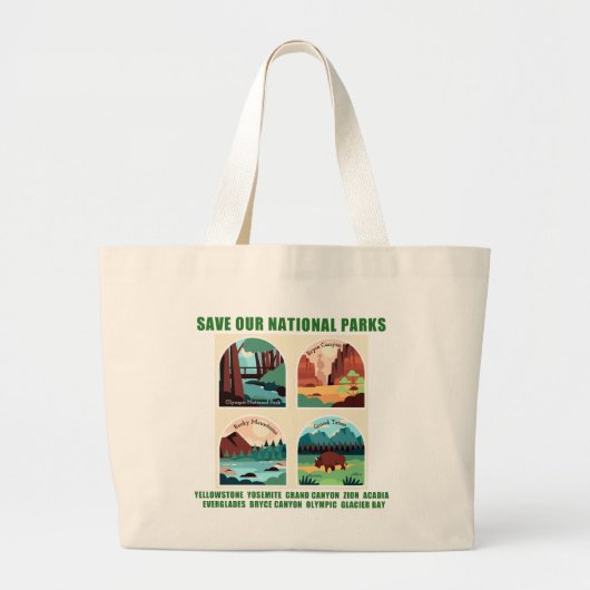 Red onze nationale parken grote tote bag (Voorkant)