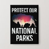 Red onze nationale parken Retro Bison Verken Weers Button (Voorkant)