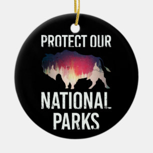 Red onze nationale parken Retro Bizon Verken Weers Keramisch Ornament