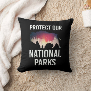Red onze nationale parken Retro Bizon Verken Weers Kussen