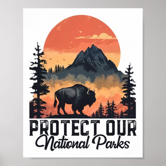 Red onze Nationale Parken Weersta Service Bison Bu Poster (Voorkant)