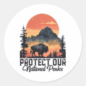 Red onze Nationale Parken Weersta Service Bison Bu Ronde Sticker (Voorkant)