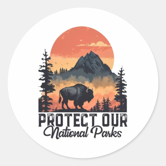 Red onze Nationale Parken Weersta Service Bison Bu Ronde Sticker (Voorkant)