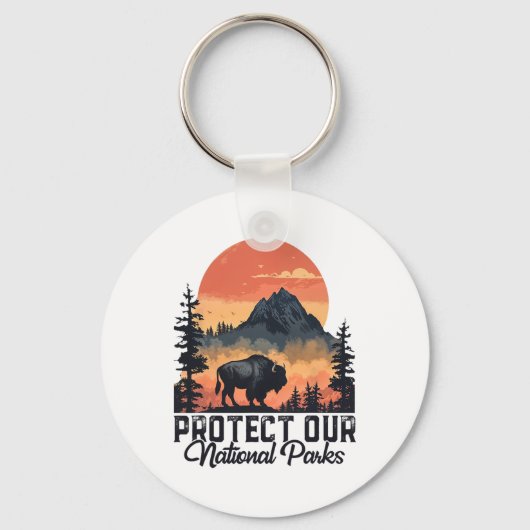 Red onze Nationale Parken Weersta Service Bison Bu Sleutelhanger (Voorkant)