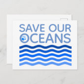 Red onze oceaanblauwe, gestileerde aardgolven briefkaart (Voorkant / Achterkant)