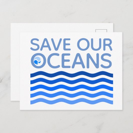 Red onze oceaanblauwe, gestileerde aardgolven briefkaart (Voorkant / Achterkant)