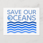 Red onze oceaanblauwe, gestileerde aardgolven briefkaart (Voorkant)