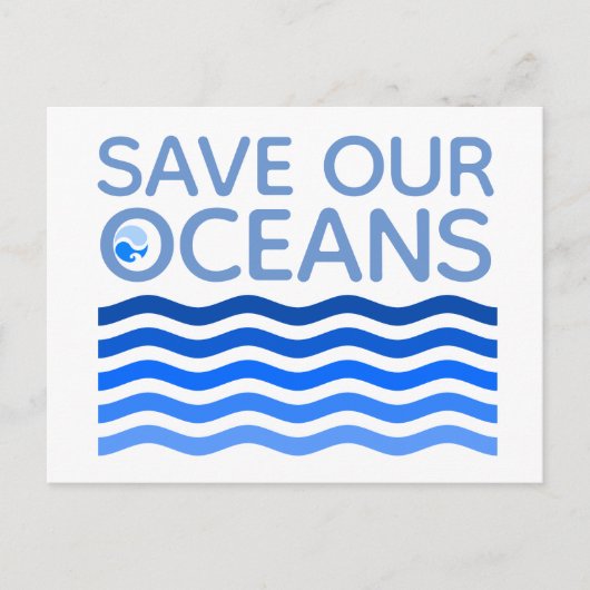 Red onze oceaanblauwe, gestileerde aardgolven briefkaart (Voorkant)