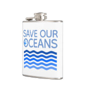 Red onze oceaanblauwe, gestileerde aardgolven heupfles (Links)