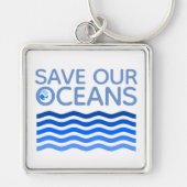 Red onze oceaanblauwe, gestileerde aardgolven sleutelhanger (Voorkant)