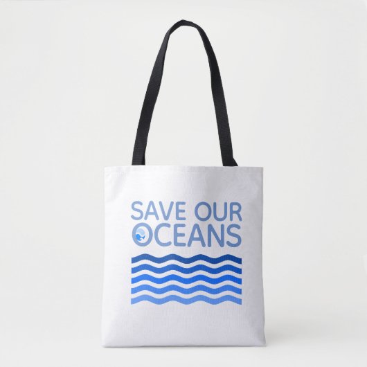 Red onze oceaanblauwe, gestileerde aardgolven tote bag (Voorkant)