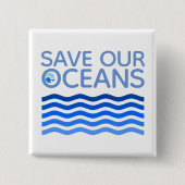 Red onze oceaanblauwe, gestileerde aardgolven vierkante button 5,1 cm (Voorkant)