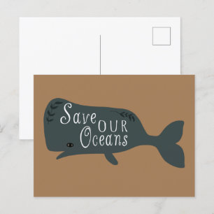 Red onze oceaanschaal en bruin briefkaart