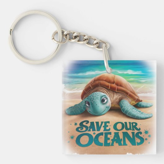 Red onze oceanen Bescherming van oceanen en zeeën Sleutelhanger (Voorkant)