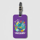 Red onze oceanen Bloem Walvis Kleurrijk ontwerp Aa Bagagelabel (Voorkant (verticaal))