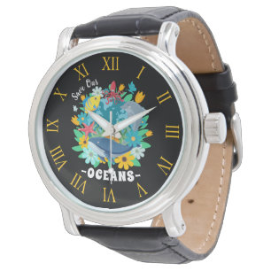 Red onze oceanen Bloem Walvis Kleurrijk ontwerp Aa Horloge