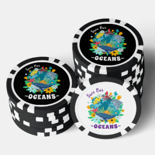 Red onze oceanen Bloem Walvis Kleurrijk ontwerp Aa Poker Chips