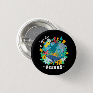 Red onze oceanen Bloem Walvis Kleurrijk ontwerp Aa Ronde Button 3,2 Cm
