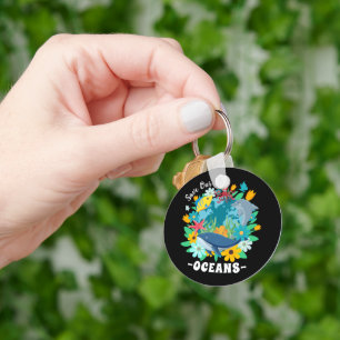 Red onze oceanen Bloem Walvis Kleurrijk ontwerp Aa Sleutelhanger
