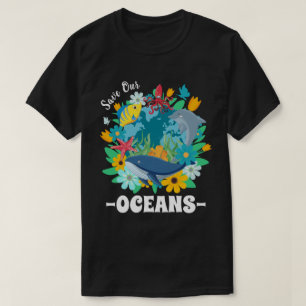 Red onze oceanen Bloem Walvis Kleurrijk ontwerp Aa T-shirt