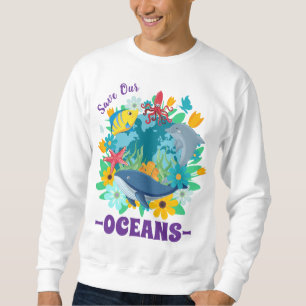 Red onze oceanen Bloem Walvis Kleurrijk ontwerp Aa Trui