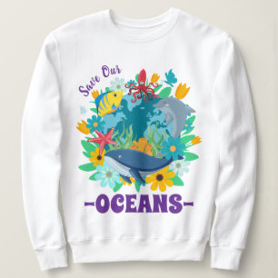 Red onze oceanen Bloem Walvis Kleurrijk ontwerp Aa Trui