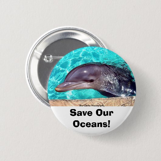 Red onze Oceanen! Dolphin Photo Button (Voorkant /achterkant)
