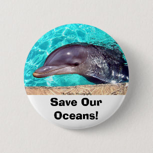 Red onze Oceanen! Dolphin Photo Button